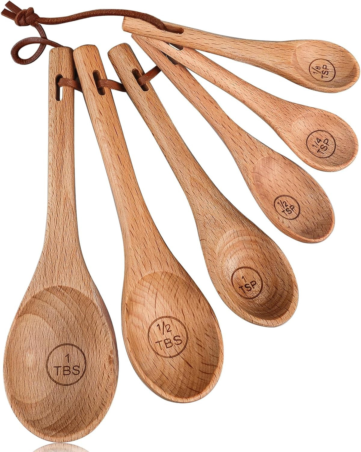 10 Piece Measuring Cups and Measuring Spoons Set, Handcrafted Wood Measuring Cups with Tablespoon Teaspoon Measuring spoons for Dry Ingredients, Natural Wooden Measuring Set for Cooking Baking