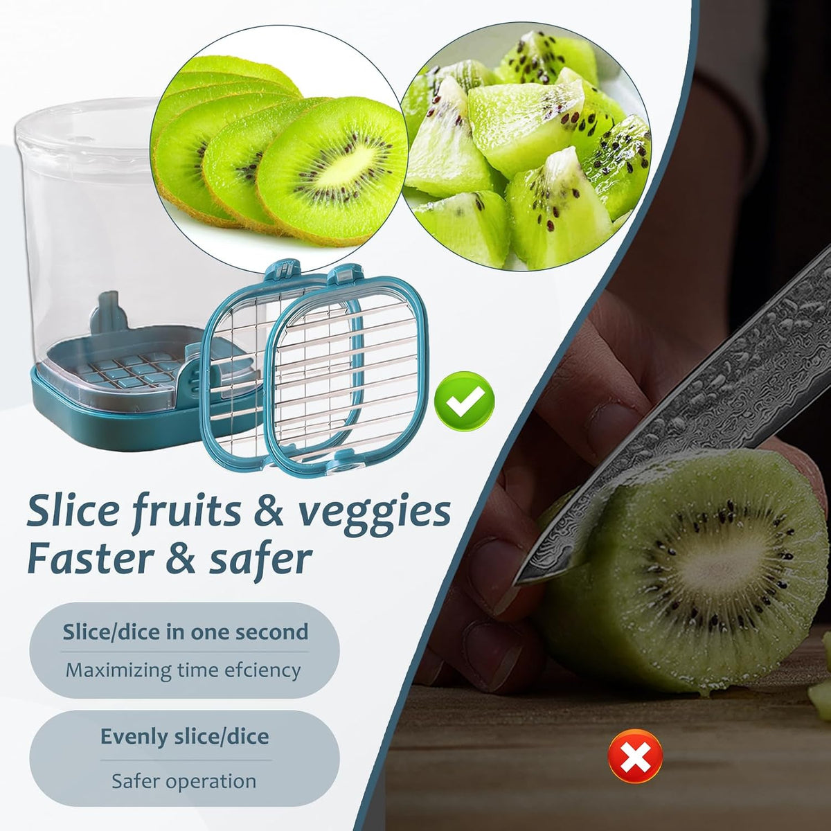 Cup Slicers for Fruits and Vegetables, Strawberry Cutter Slicer Cup Creative Strawberry Kitchen Gadget for Bananas, Cucumbers, Mushrooms with 1 Replacement Base