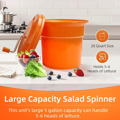 5 Gallon Large Commercial Salad Spinners and Lettuce Spinner