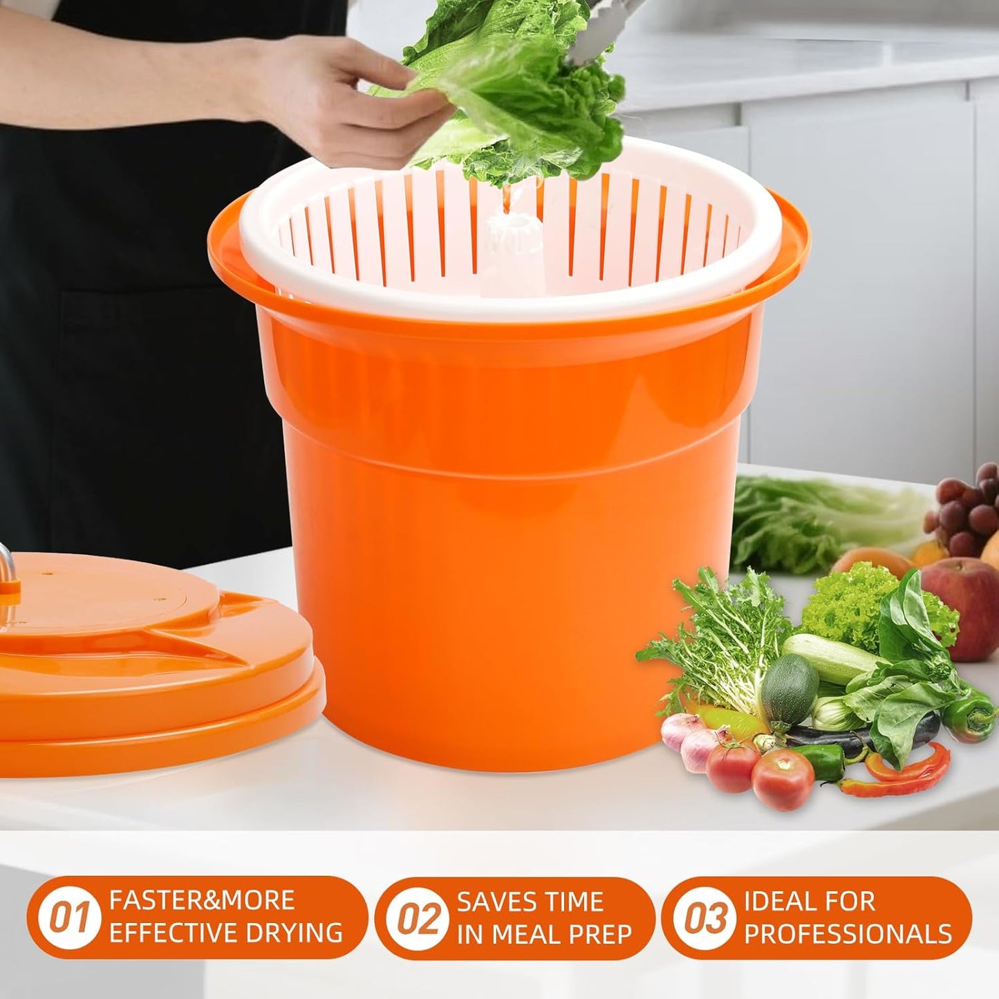 5 Gallon Large Commercial Salad Spinners and Lettuce Spinner