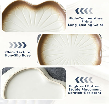 Ceramic Spoon Rest for Kitchen Counter, Coffee Spoon Holder, Easy to Clean Stovetop Spoon Tray, Decorative Countertop Organizer for Soup Spoons/Ladles (Beige)