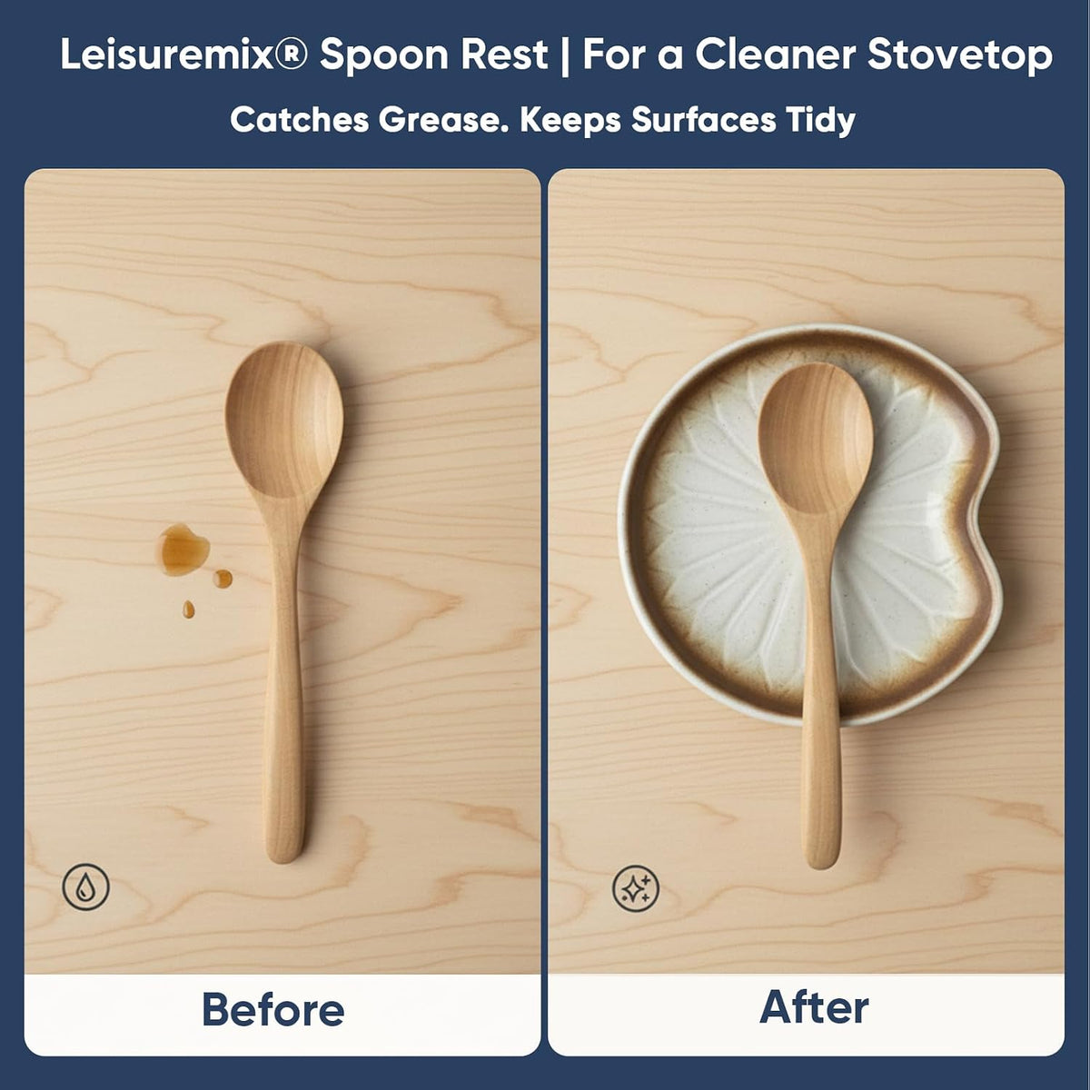 Ceramic Spoon Rest for Kitchen Counter, Coffee Spoon Holder, Easy to Clean Stovetop Spoon Tray, Decorative Countertop Organizer for Soup Spoons/Ladles (Beige)