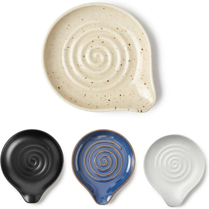 Ceramic Spoon Rest for Kitchen Counter, Coffee Spoon Holder, Easy to Clean Stovetop Spoon Tray, Decorative Countertop Organizer for Soup Spoons/Ladles (Beige)