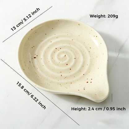 Ceramic Spoon Rest for Kitchen Counter, Coffee Spoon Holder, Easy to Clean Stovetop Spoon Tray, Decorative Countertop Organizer for Soup Spoons/Ladles (Beige)