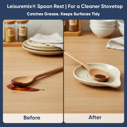 Ceramic Spoon Rest for Kitchen Counter, Coffee Spoon Holder, Easy to Clean Stovetop Spoon Tray, Decorative Countertop Organizer for Soup Spoons/Ladles (Beige)