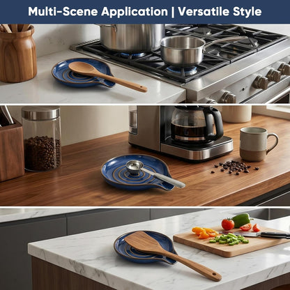 Ceramic Spoon Rest for Kitchen Counter, Coffee Spoon Holder, Easy to Clean Stovetop Spoon Tray, Decorative Countertop Organizer for Soup Spoons/Ladles (Beige)