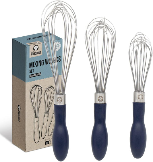 3-Piece Kitchen Whisk Set, Stainless Steel Whisks for Cooking, Wisk Kitchen Tool, Thick Wire Whisk Set, Wisking Tool for Cooking, Blending, Whisking, Beating and Stirring