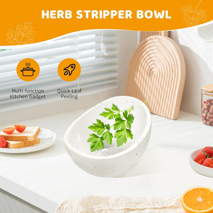 Herb Stripper Bowl, With 4 Holes - Kitchen Tool for Separating Leaves from Stems, Herb Peeler & Remover for Parsley, Thyme, Rosemary