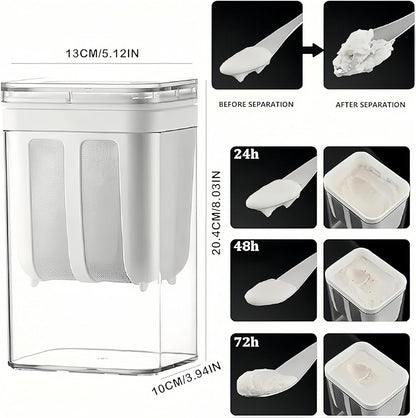 Yogurt Strainer—【1.9QT/0.475GAL Total】 & 【0.9QT/0.23GAL Filter】, Yogurt Strainer Greek Yogurt Strainer Yogurt Press, BPA-Free PP Strainer for Whey Separation（Totle1.9QT）