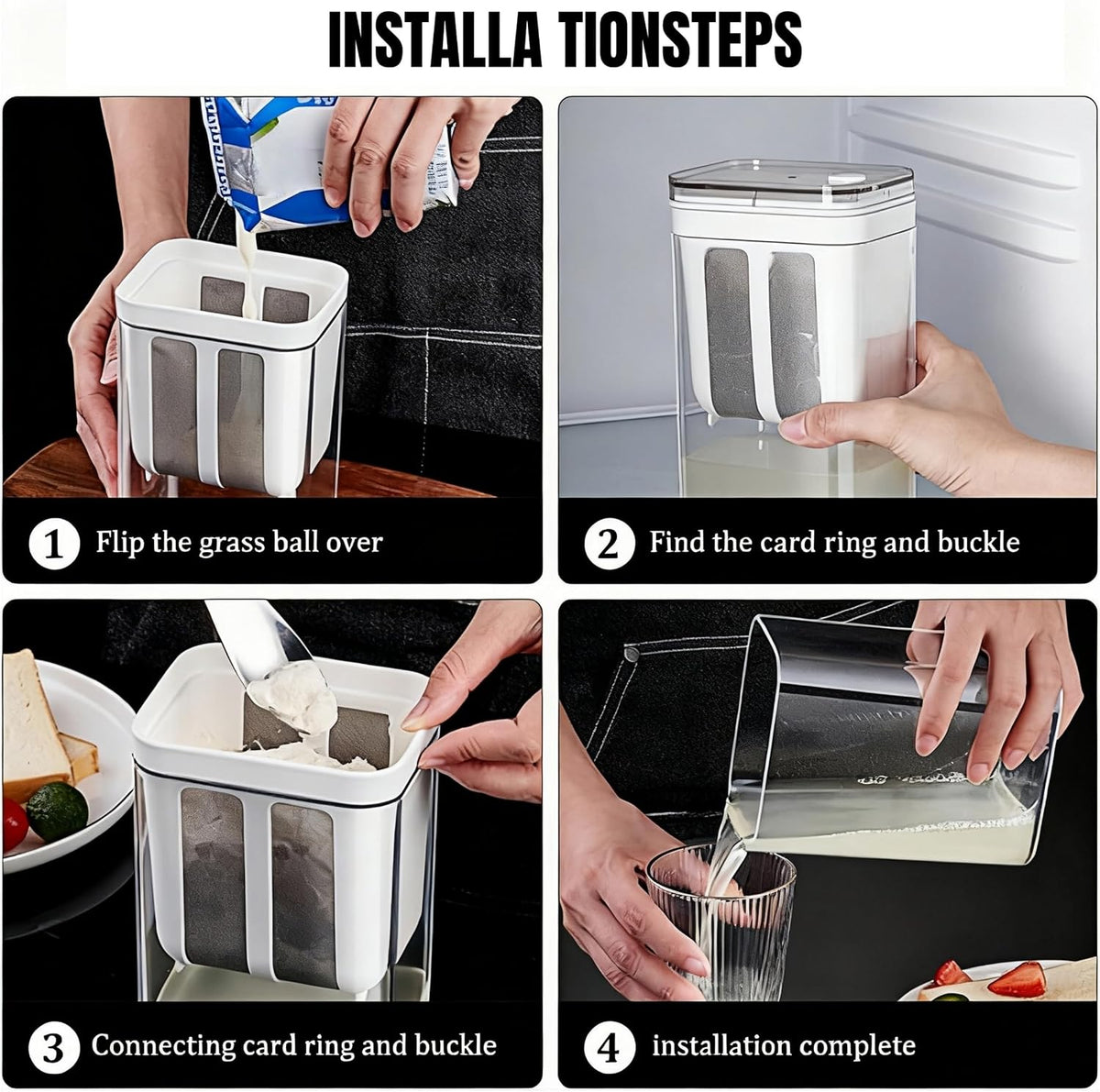 Yogurt Strainer—【1.9QT/0.475GAL Total】 & 【0.9QT/0.23GAL Filter】, Yogurt Strainer Greek Yogurt Strainer Yogurt Press, BPA-Free PP Strainer for Whey Separation（Totle1.9QT）