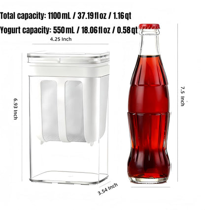 Yogurt Strainer—【1.9QT/0.475GAL Total】 & 【0.9QT/0.23GAL Filter】, Yogurt Strainer Greek Yogurt Strainer Yogurt Press, BPA-Free PP Strainer for Whey Separation（Totle1.9QT）