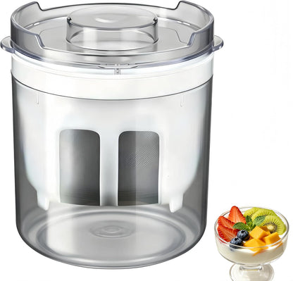 Yogurt Strainer—【1.9QT/0.475GAL Total】 & 【0.9QT/0.23GAL Filter】, Yogurt Strainer Greek Yogurt Strainer Yogurt Press, BPA-Free PP Strainer for Whey Separation（Totle1.9QT）