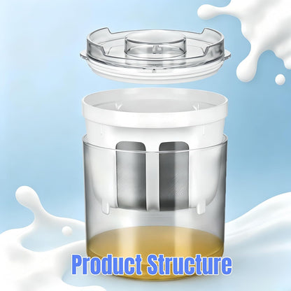 Yogurt Strainer—【1.9QT/0.475GAL Total】 & 【0.9QT/0.23GAL Filter】, Yogurt Strainer Greek Yogurt Strainer Yogurt Press, BPA-Free PP Strainer for Whey Separation（Totle1.9QT）