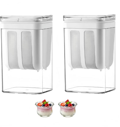 Yogurt Strainer—【1.9QT/0.475GAL Total】 & 【0.9QT/0.23GAL Filter】, Yogurt Strainer Greek Yogurt Strainer Yogurt Press, BPA-Free PP Strainer for Whey Separation（Totle1.9QT）