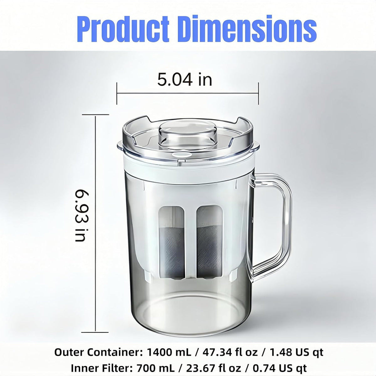 Yogurt Strainer—【1.9QT/0.475GAL Total】 & 【0.9QT/0.23GAL Filter】, Yogurt Strainer Greek Yogurt Strainer Yogurt Press, BPA-Free PP Strainer for Whey Separation（Totle1.9QT）