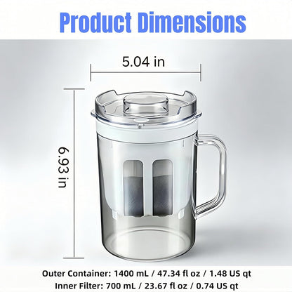 Yogurt Strainer—【1.9QT/0.475GAL Total】 & 【0.9QT/0.23GAL Filter】, Yogurt Strainer Greek Yogurt Strainer Yogurt Press, BPA-Free PP Strainer for Whey Separation（Totle1.9QT）