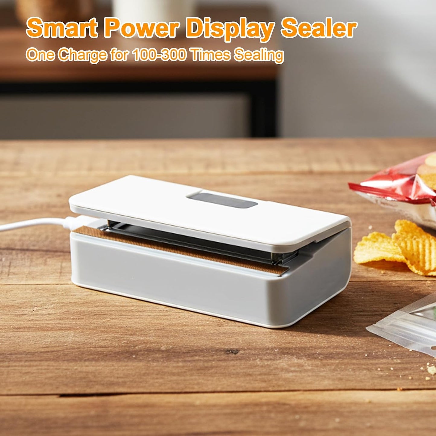 Mini Bag Sealer, 6 Gear Adjustable Bag Sealer for Plastic Bags | Rechargeable Sealer Machine with LED Power Display, Portable Heat Sealer and Cutter, Bag Resealer for Chips Snacks Mylar