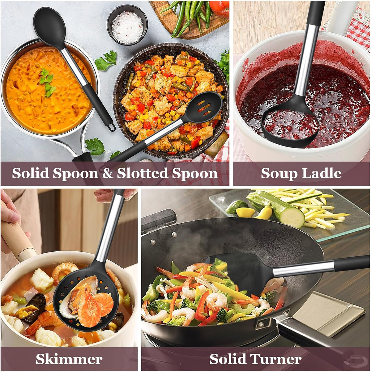 Kitchen Utensils Set of 8, Silicone Utensils Kitchen Tools Set