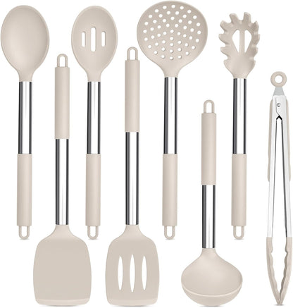 Kitchen Utensils Set of 8, Silicone Utensils Kitchen Tools Set