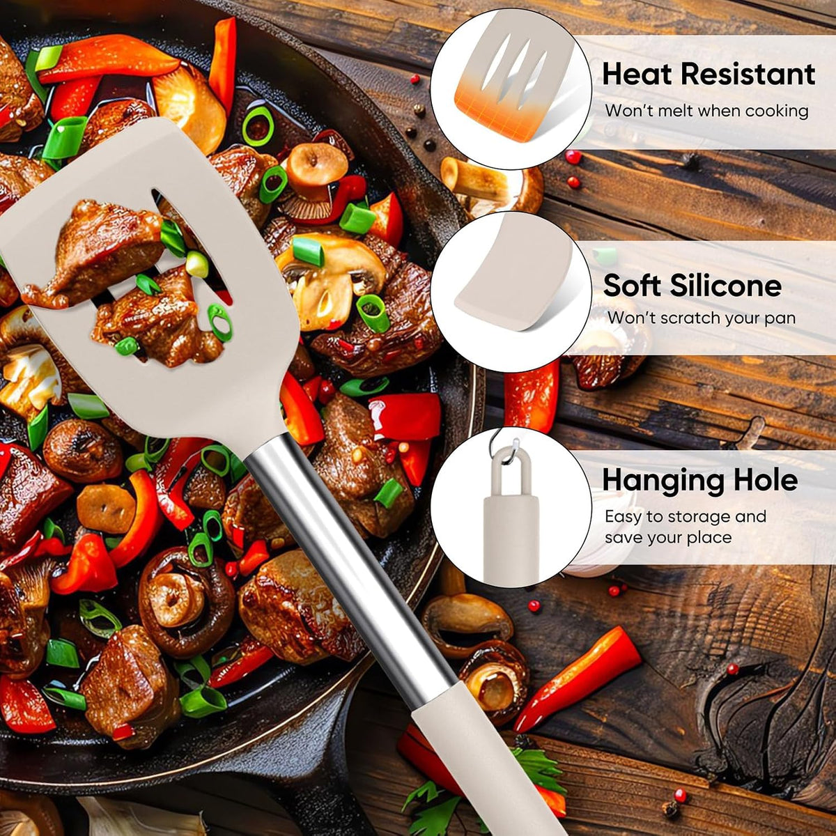 Kitchen Utensils Set of 8, Silicone Utensils Kitchen Tools Set