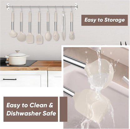 Kitchen Utensils Set of 8, Silicone Utensils Kitchen Tools Set
