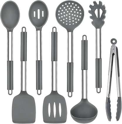 Kitchen Utensils Set of 8, Silicone Utensils Kitchen Tools Set