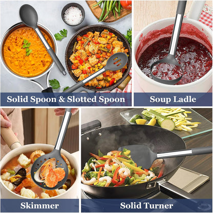 Kitchen Utensils Set of 8, Silicone Utensils Kitchen Tools Set