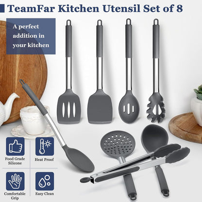 Kitchen Utensils Set of 8, Silicone Utensils Kitchen Tools Set