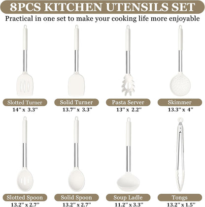 Kitchen Utensils Set of 8, Silicone Utensils Kitchen Tools Set