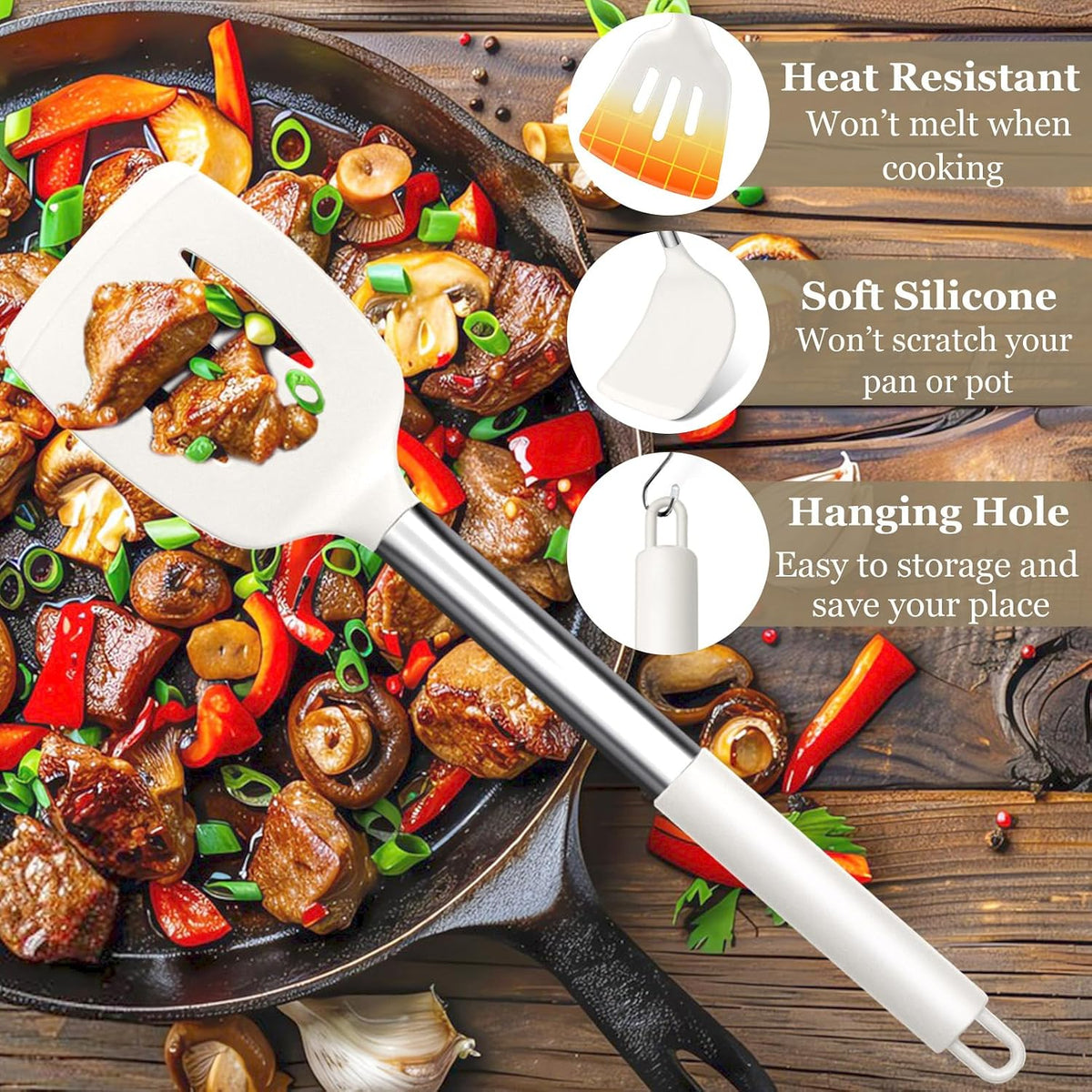 Kitchen Utensils Set of 8, Silicone Utensils Kitchen Tools Set