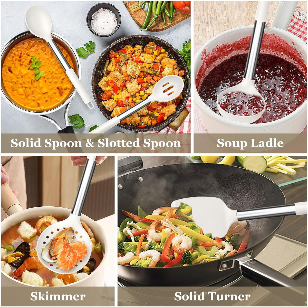 Kitchen Utensils Set of 8, Silicone Utensils Kitchen Tools Set