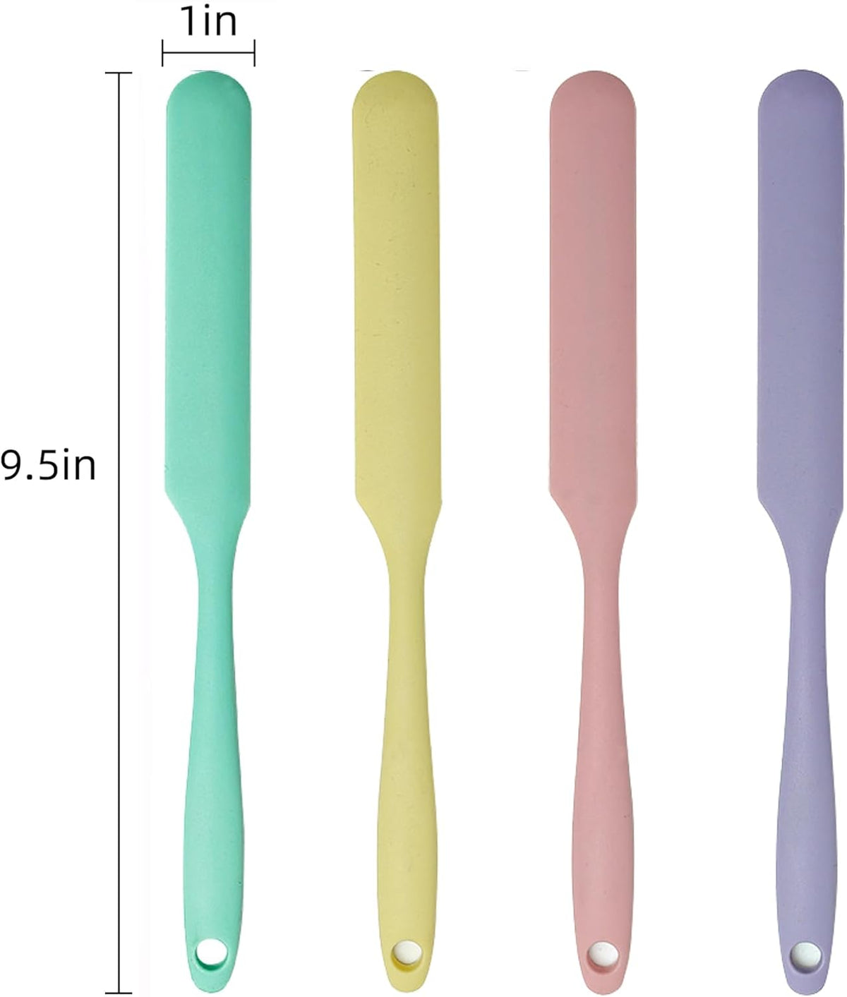 4 Pcs Silicone Jar Spatula Set - Long Handle Sourdough Scraper, Skinny Spatula for Jars, Bottles, and Containers, Non-Stick Heat Resistant Cake Cream Spatulas