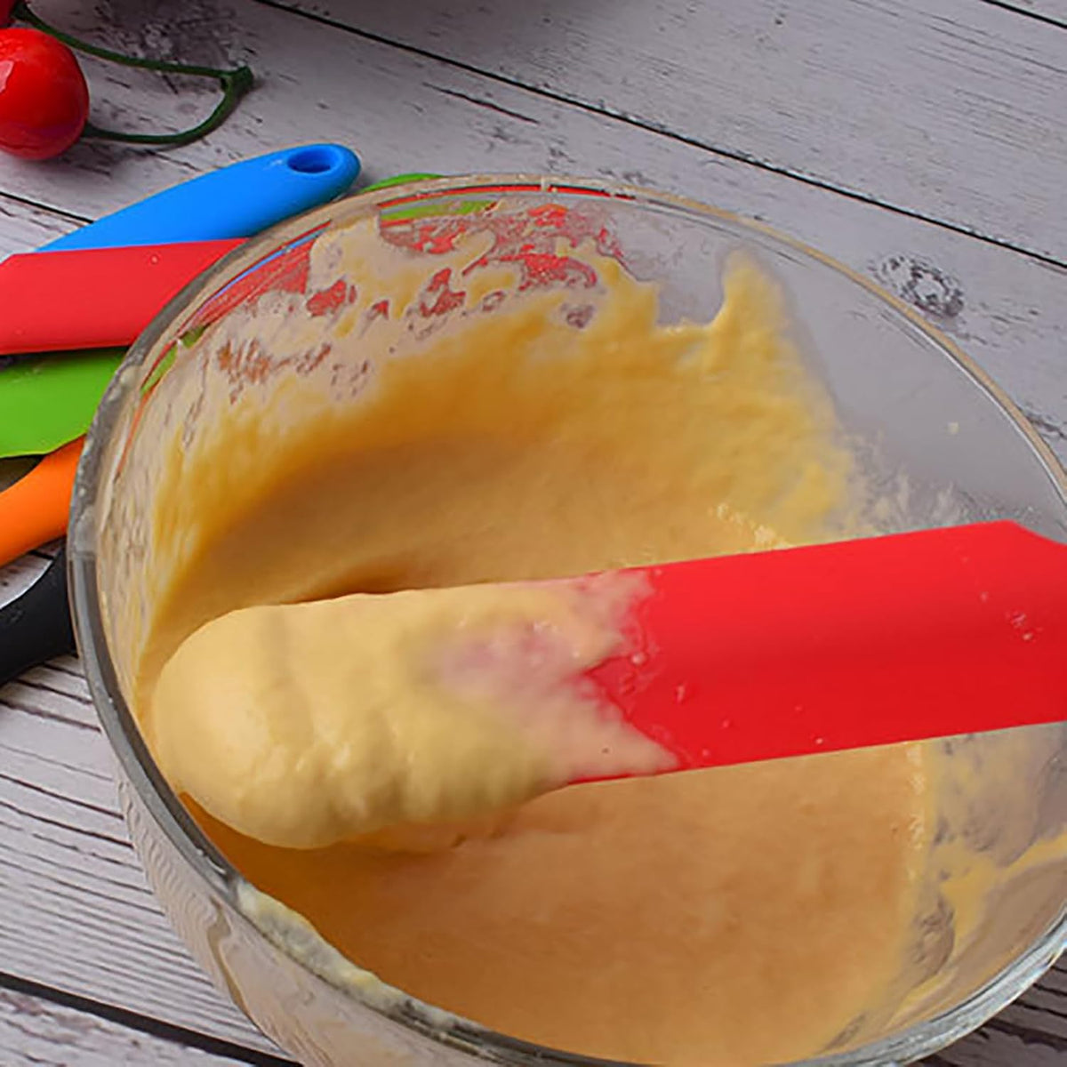 4 Pcs Silicone Jar Spatula Set - Long Handle Sourdough Scraper, Skinny Spatula for Jars, Bottles, and Containers, Non-Stick Heat Resistant Cake Cream Spatulas