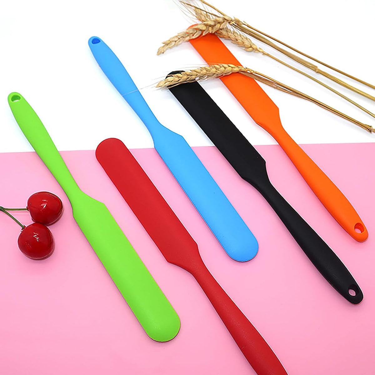 4 Pcs Silicone Jar Spatula Set - Long Handle Sourdough Scraper, Skinny Spatula for Jars, Bottles, and Containers, Non-Stick Heat Resistant Cake Cream Spatulas