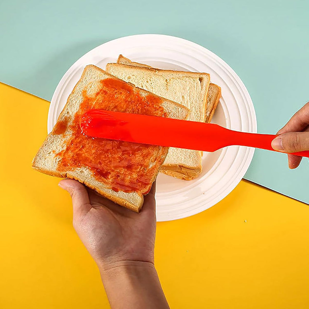 4 Pcs Silicone Jar Spatula Set - Long Handle Sourdough Scraper, Skinny Spatula for Jars, Bottles, and Containers, Non-Stick Heat Resistant Cake Cream Spatulas