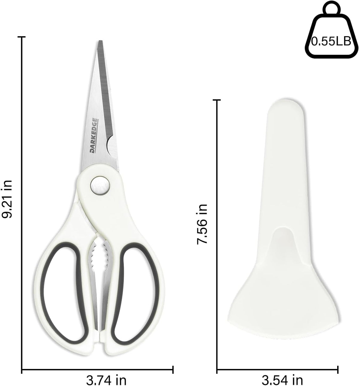 Heavy Duty Kitchen Scissors with Magnetic Holder Magnetic Shears for Fridge, Kitchen Shears Magnet Sheath Food Scissors Set for Meat Poultry Cooking BBQ Vegetables, White