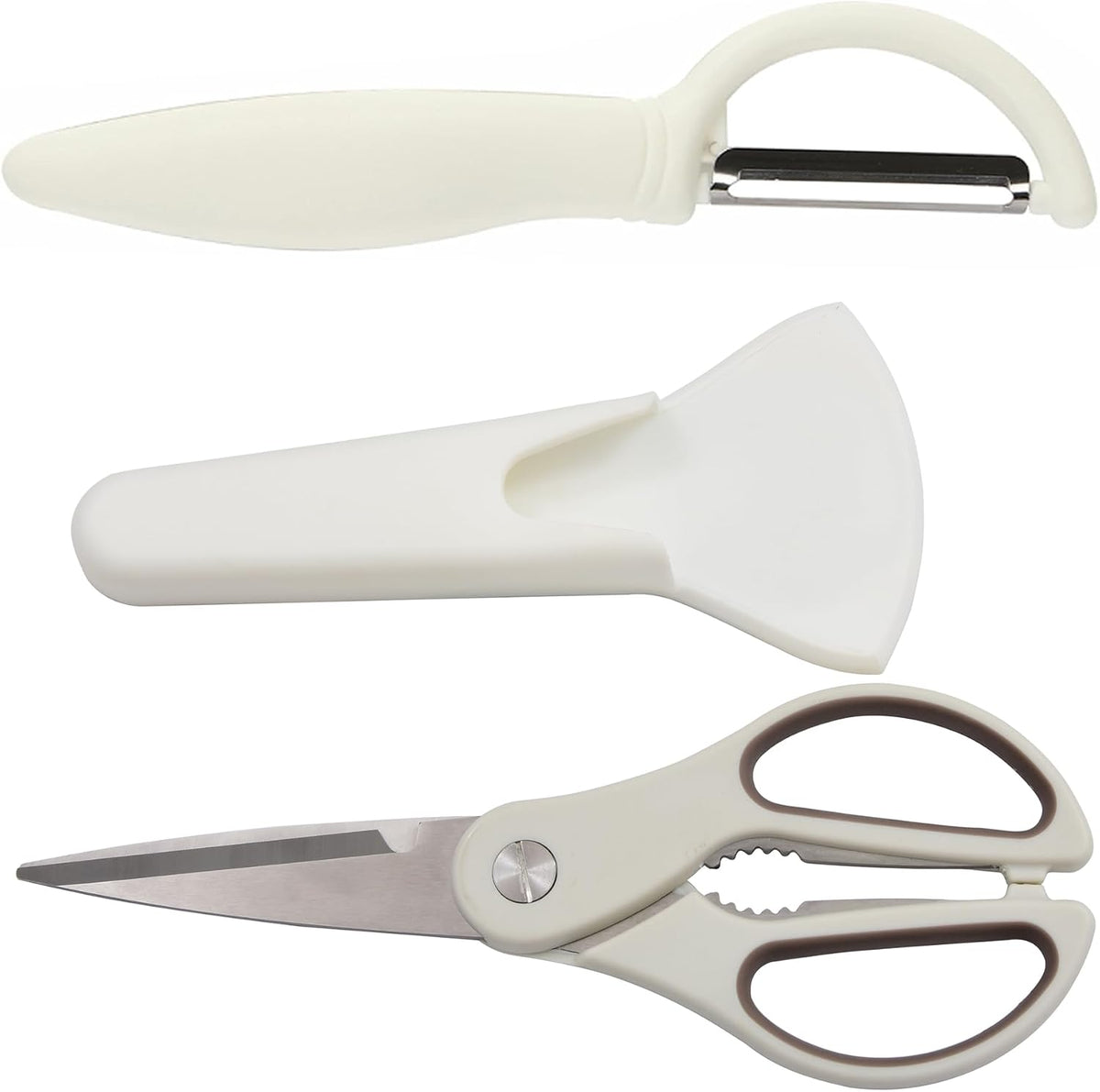 Heavy Duty Kitchen Scissors with Magnetic Holder Magnetic Shears for Fridge, Kitchen Shears Magnet Sheath Food Scissors Set for Meat Poultry Cooking BBQ Vegetables, White