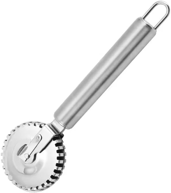 MyHoome Ravioli Cutter with 430 Stainless Steel Wheel, Ideal for Cutting, Sealing, and Crimping Fresh Pasta, Pastry Dough, pierogi and dumplings, multi pastry cutter, pastry cutter crimper. Silver.