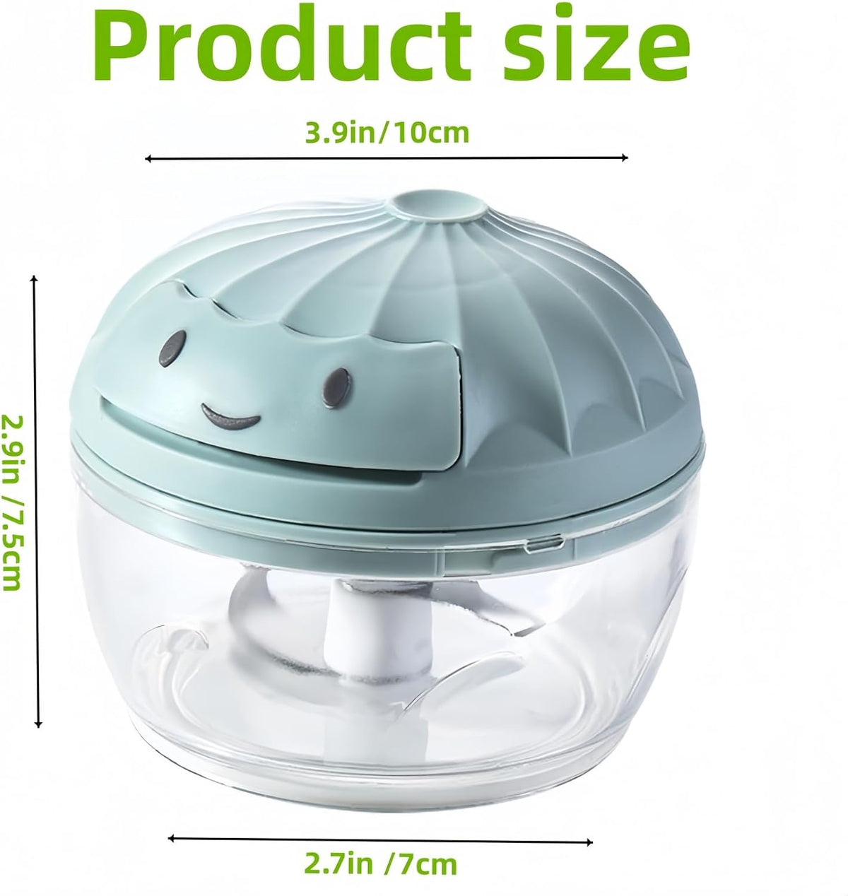Manual Food Processor Vegetable Chopper, Mini Hand Pull String Garlic Chopper Onion Cutter for Veggies, Ginger, Fruits, Nuts, Avocado, garlic etc., Food Safe Material, 160ml (blue)