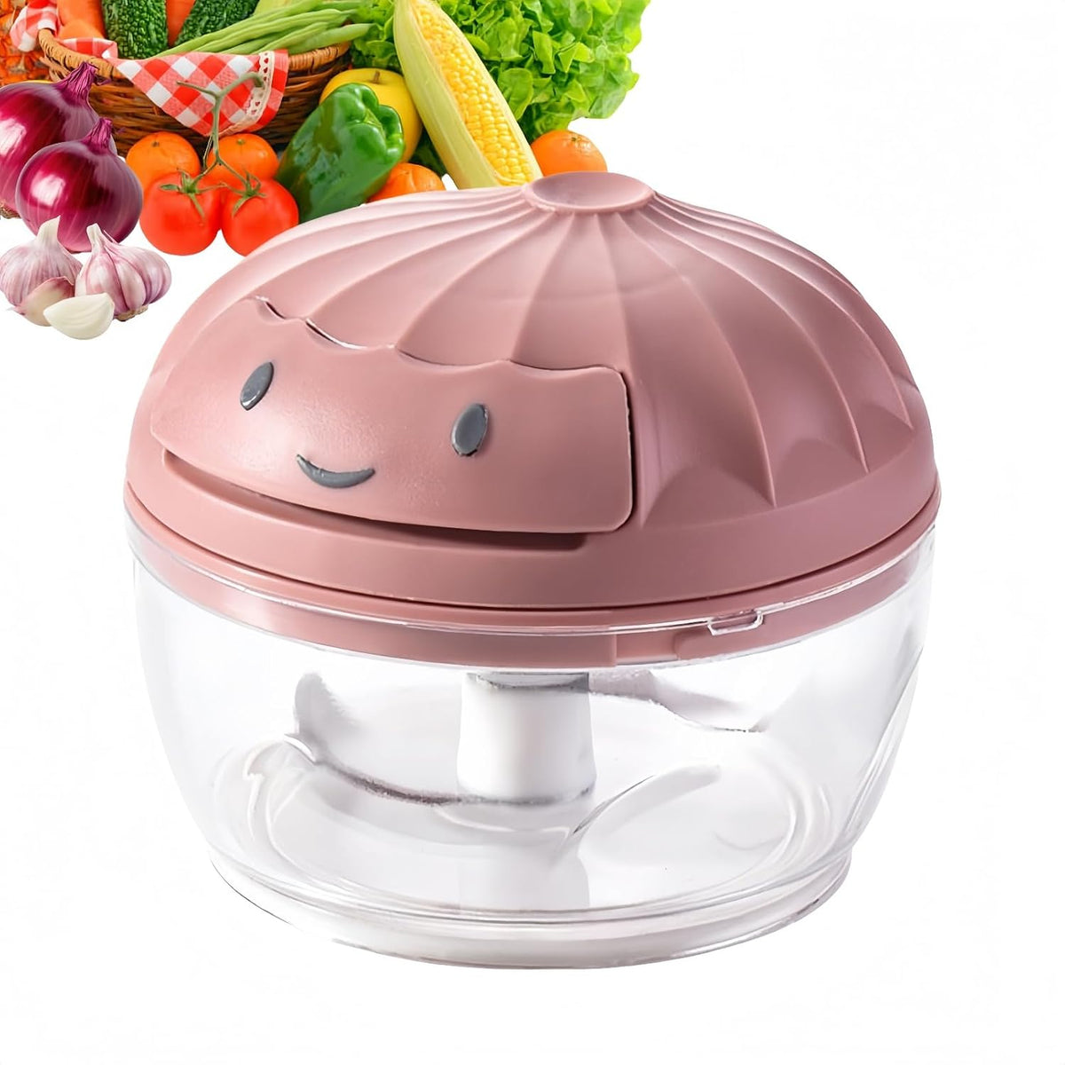 Manual Food Processor Vegetable Chopper, Mini Hand Pull String Garlic Chopper Onion Cutter for Veggies, Ginger, Fruits, Nuts, Avocado, garlic etc., Food Safe Material, 160ml (blue)
