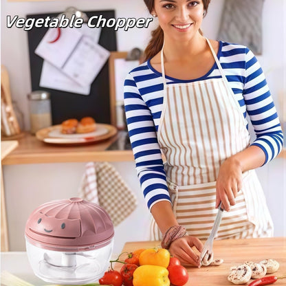 Manual Food Processor Vegetable Chopper, Mini Hand Pull String Garlic Chopper Onion Cutter for Veggies, Ginger, Fruits, Nuts, Avocado, garlic etc., Food Safe Material, 160ml (blue)