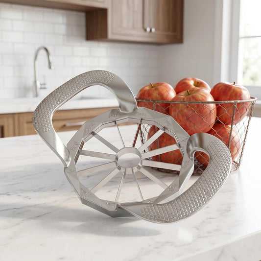 Stainless Steel 12-Blade Apple Corer & Slicer - kitchen tool cores, slices, and pits apples in one motion for perfect wedges, ideal for baking, salads, and healthy snacks.