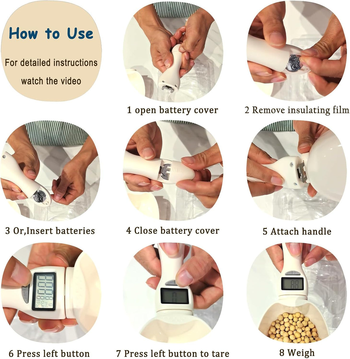 Electronic Measuring Spoon, Weighs 0.1g-800g Precision, Digital Kitchen Spoon Scale, Clear LCD Display, Includes Button Battery, Ideal For Cooking, Baking, Coffee Brewing, Pet Feeding