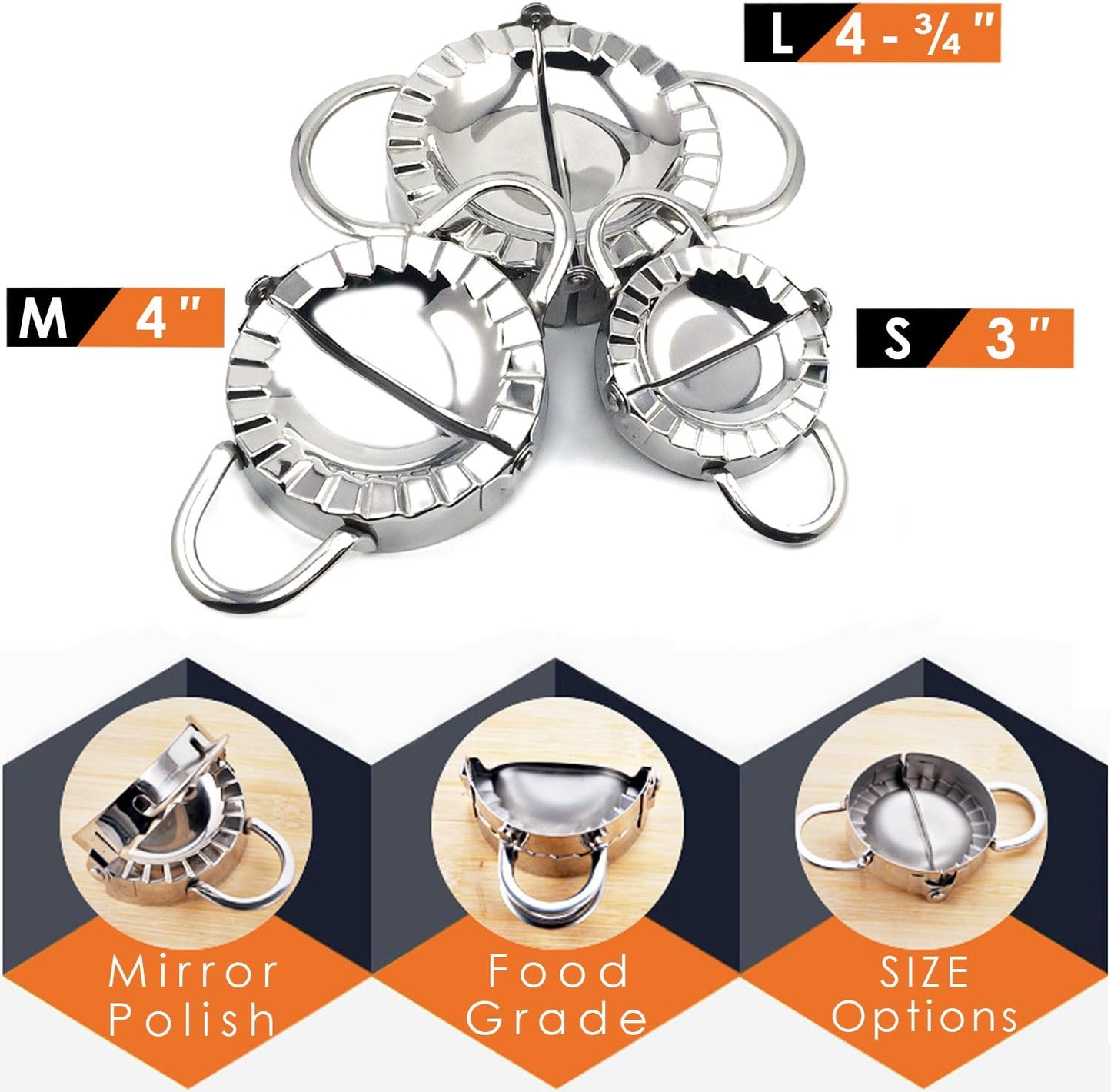 Best Utensils Stainless Steel Ravioli Mold Pierogi Dumpling Maker Wrapper Pastry Dough Cutter Kitchen Accessories (S: DIA. 3 inch)