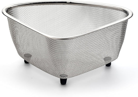 Endurance® In-Sink Mesh Colander Strainer Basket, 3 Quart | Organize Sponges, Collect Food Scraps | Dishwasher Safe | Small Corner Basket | Steaming, Draining & Rinsing