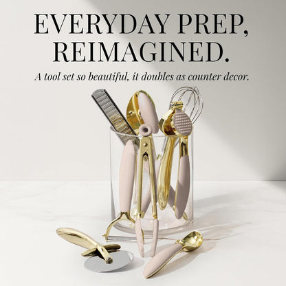 Beige and Gold Kitchen Utensils Set