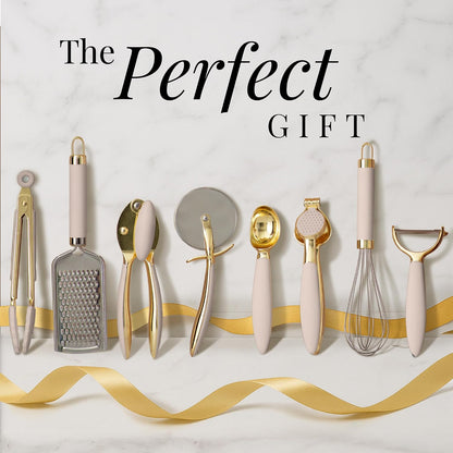 Beige and Gold Kitchen Utensils Set