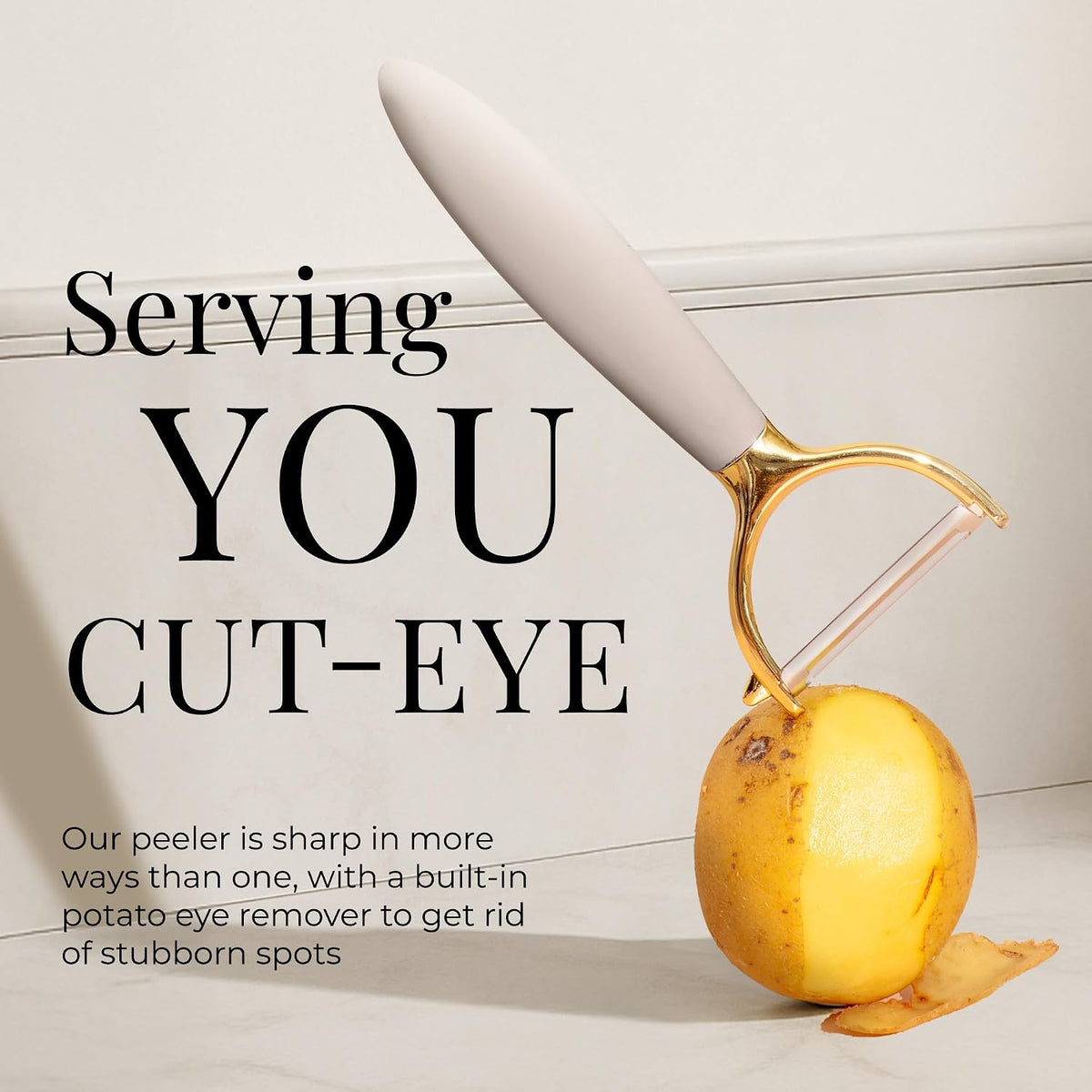 Beige and Gold Kitchen Utensils Set