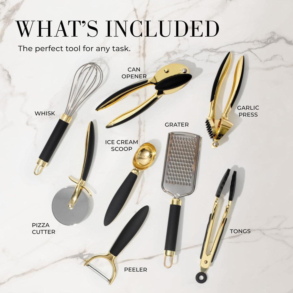 Beige and Gold Kitchen Utensils Set