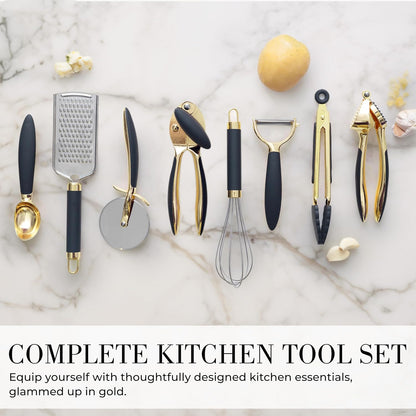 Beige and Gold Kitchen Utensils Set